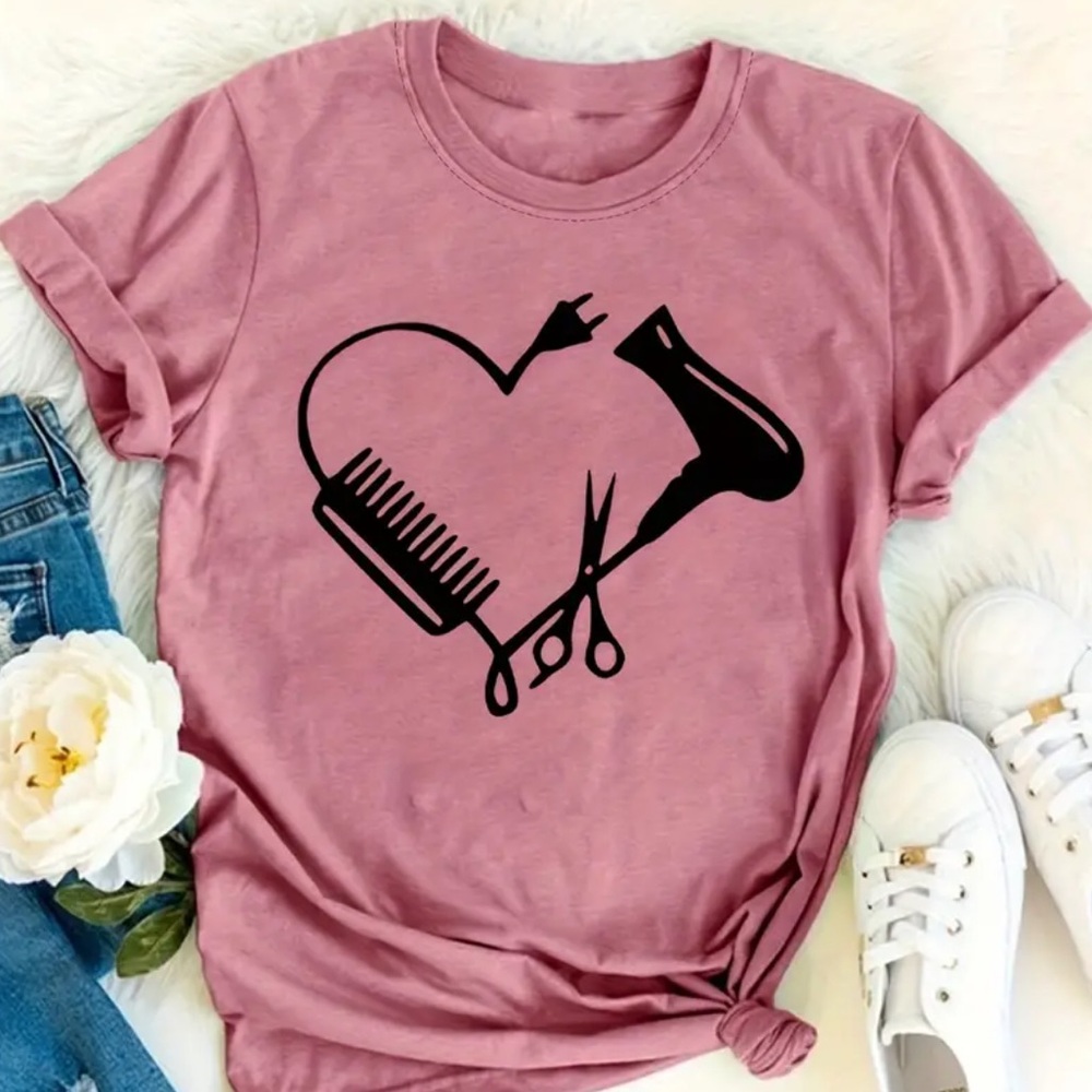 Peach Colored Hairstylist Shirt